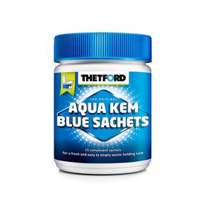 Препарат за тоалетна касета Aqua Kem Blue Sachets в пластмасова кутия - 15 броя сашета